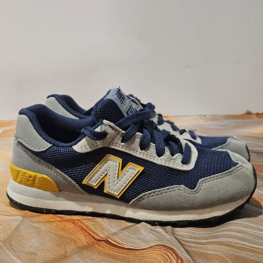 New Balance 515 Boys Size 13.5 Navy Gray Yellow Lace Up Sneakers PC515FY